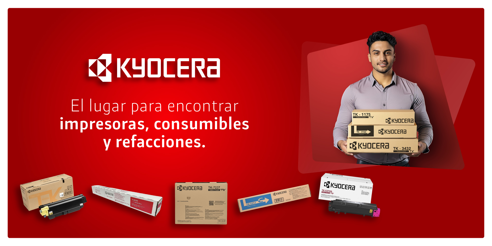 Banner promocional de Kyocera para equipos de impresión